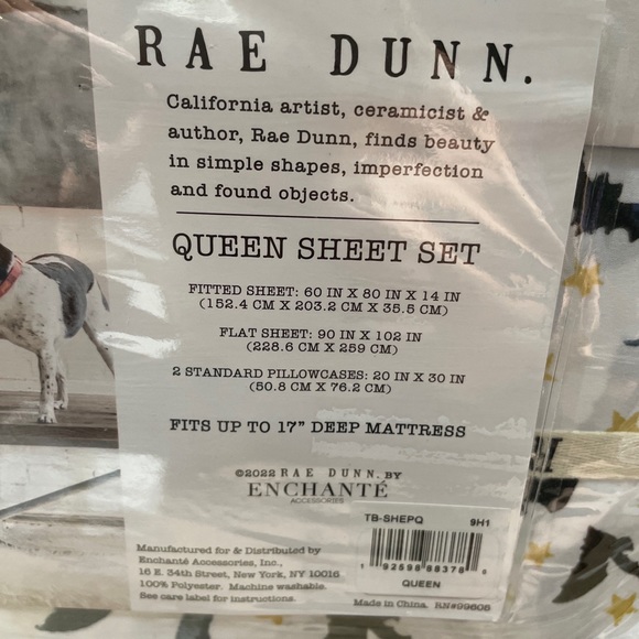 HTF Rae Dunn Spooky Bats & Moons Halloween Sheet Set ENCHANTE White New - Picture 5 of 6